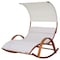 Deko Living Outdoor Cedar Wood Patio Lounge Daybed w/ White Textilene Fabric & Canopy COP20205WHT - alternate 1